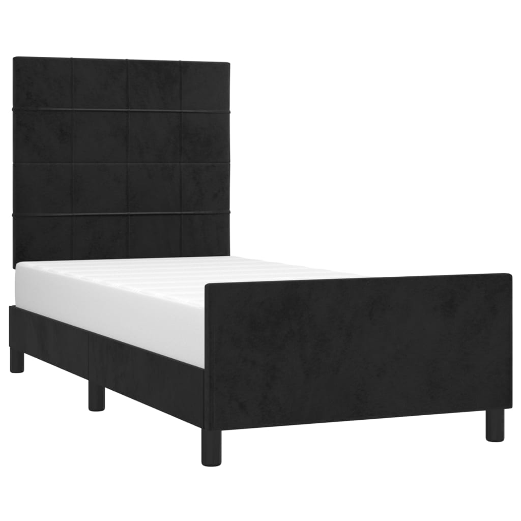 vidaXL Cadru de pat cu tăblie, negru, 80x200 cm, catifea vidaXL Cadru de pat cu tăblie, negru, 80x200 cm, catifea