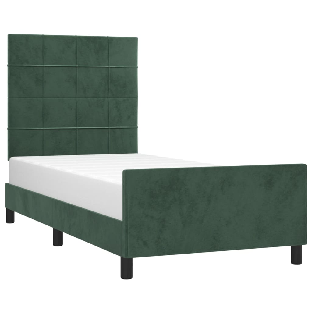 vidaXL Cadru de pat fără saltea, verde închis, 90x200 cm, catifea vidaXL Cadru de pat fără saltea, verde închis, 90x200 cm, catifea