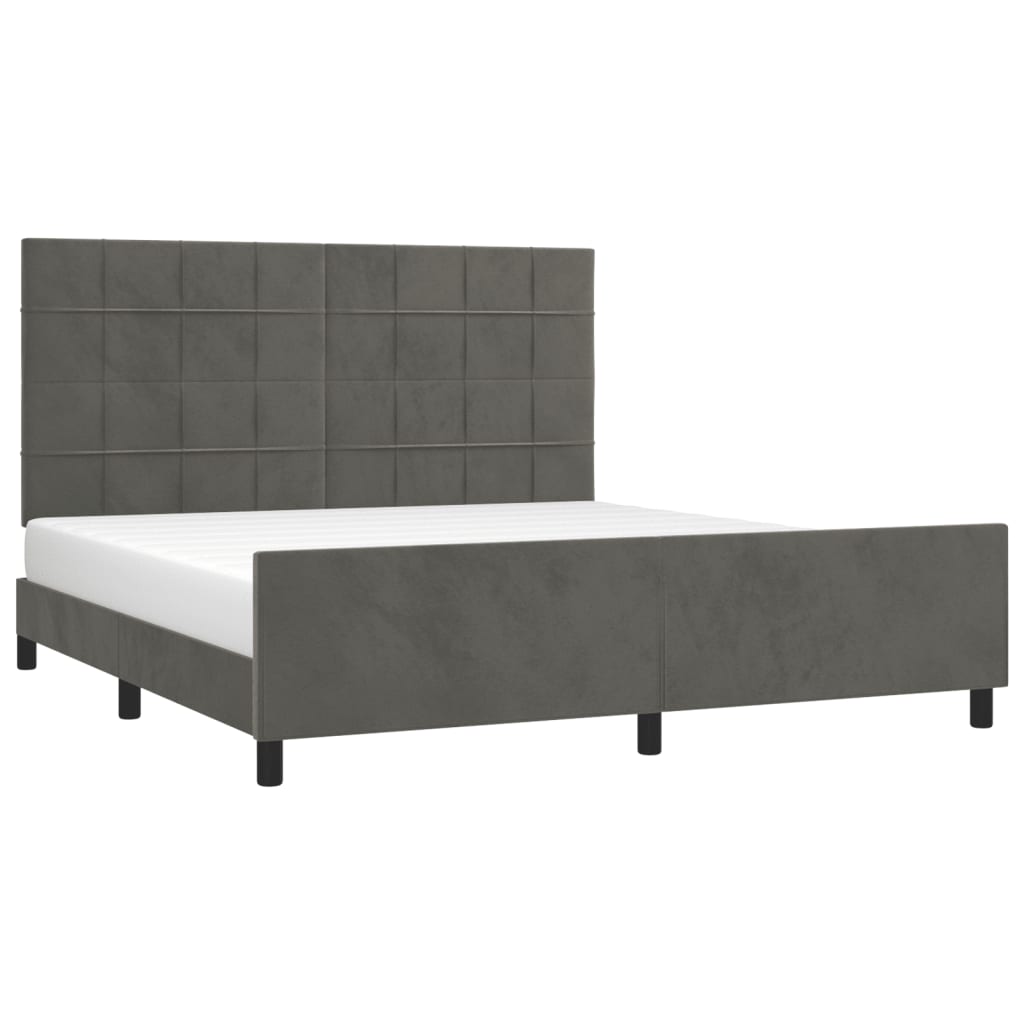 vidaXL Cadru de pat cu tăblie, gri închis, 180x200 cm, catifea vidaXL Cadru de pat cu tăblie, gri închis, 180x200 cm, catifea