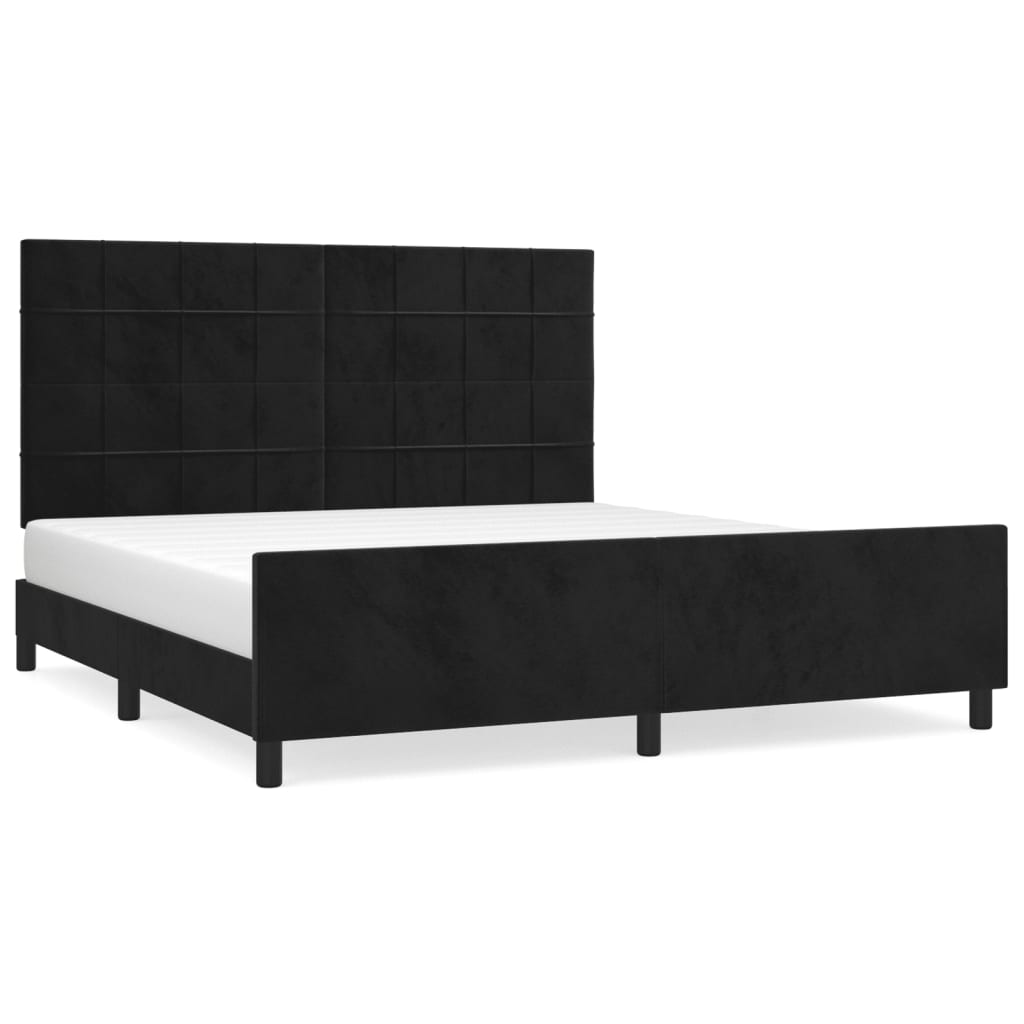 vidaXL Cadru de pat cu tăblie, negru, 180x200 cm, catifea vidaXL Cadru de pat cu tăblie, negru, 180x200 cm, catifea