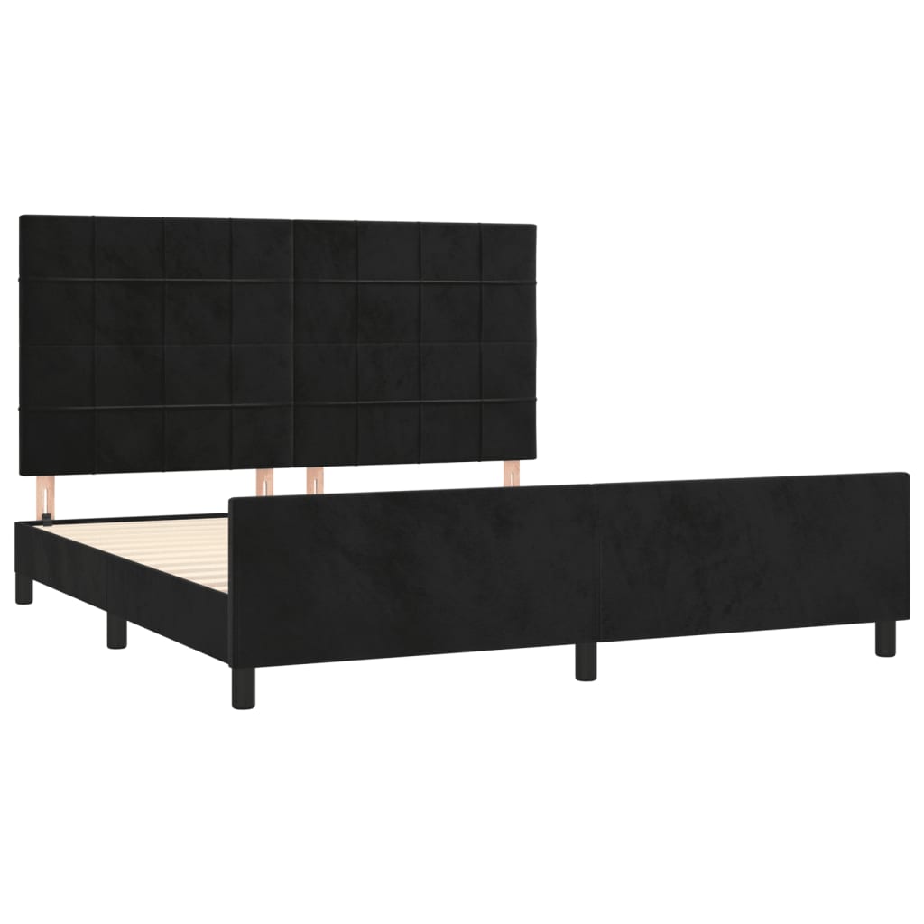 vidaXL Cadru de pat cu tăblie, negru, 180x200 cm, catifea vidaXL Cadru de pat cu tăblie, negru, 180x200 cm, catifea