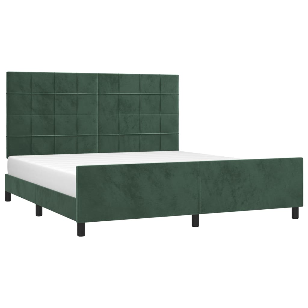 vidaXL Cadru de pat cu tăblie, verde închis, 180x200 cm, catifea vidaXL Cadru de pat cu tăblie, verde închis, 180x200 cm, catifea