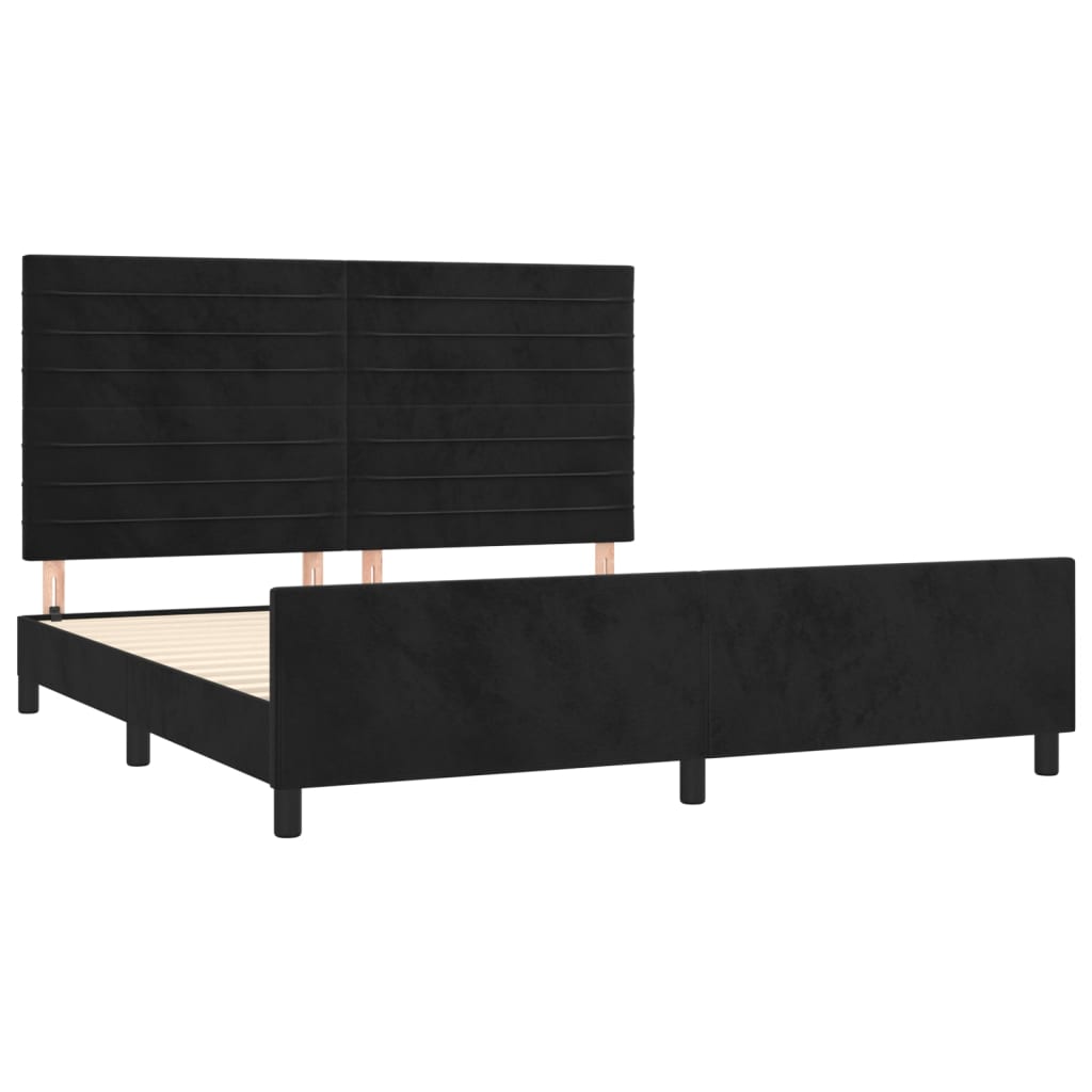 vidaXL Cadru de pat cu tăblie, negru, 180x200 cm, catifea vidaXL Cadru de pat cu tăblie, negru, 180x200 cm, catifea