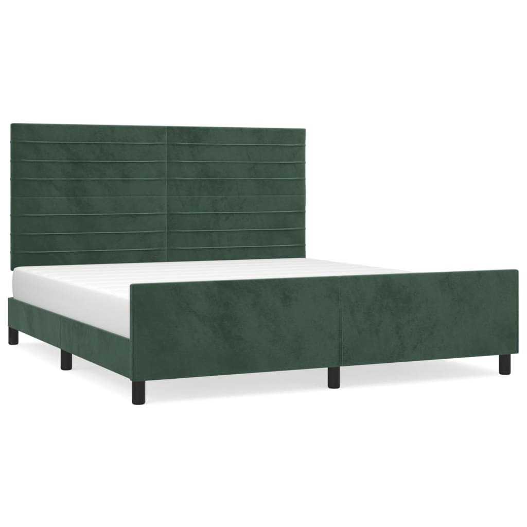 vidaXL Cadru de pat cu tăblie, verde închis, 180x200 cm, catifea vidaXL Cadru de pat cu tăblie, verde închis, 180x200 cm, catifea