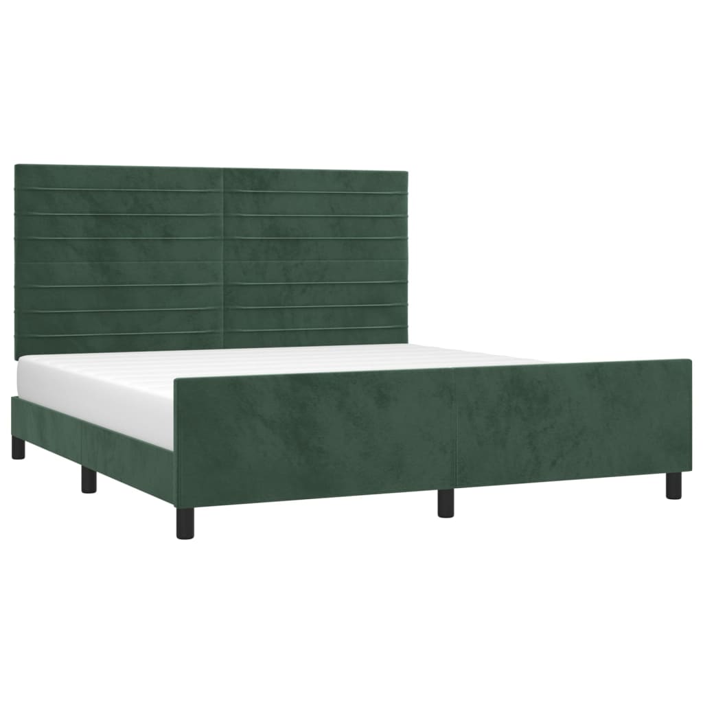 vidaXL Cadru de pat cu tăblie, verde închis, 180x200 cm, catifea vidaXL Cadru de pat cu tăblie, verde închis, 180x200 cm, catifea