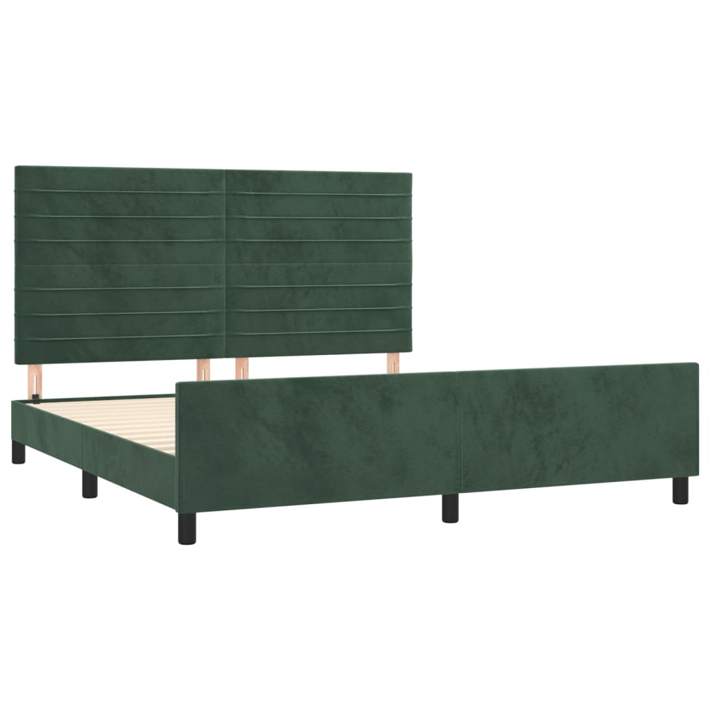 vidaXL Cadru de pat cu tăblie, verde închis, 180x200 cm, catifea vidaXL Cadru de pat cu tăblie, verde închis, 180x200 cm, catifea