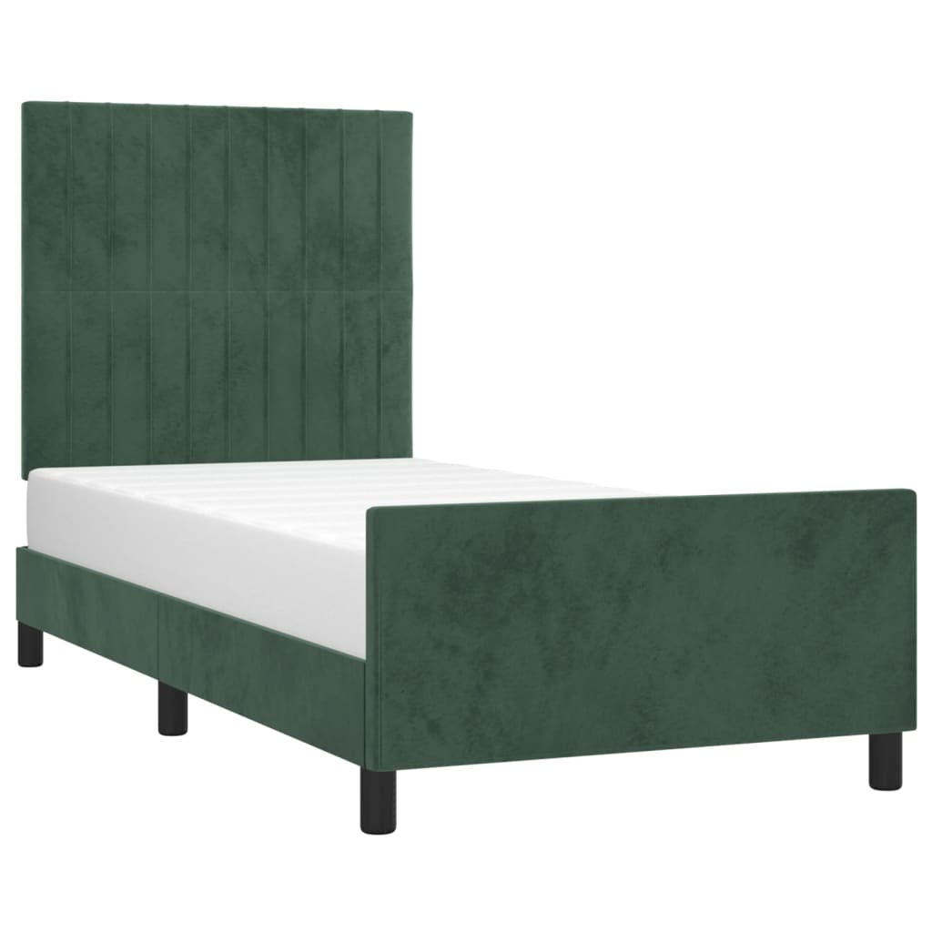 vidaXL Cadru de pat fără saltea, verde închis, 90x190 cm, catifea vidaXL Cadru de pat fără saltea, verde închis, 90x190 cm, catifea