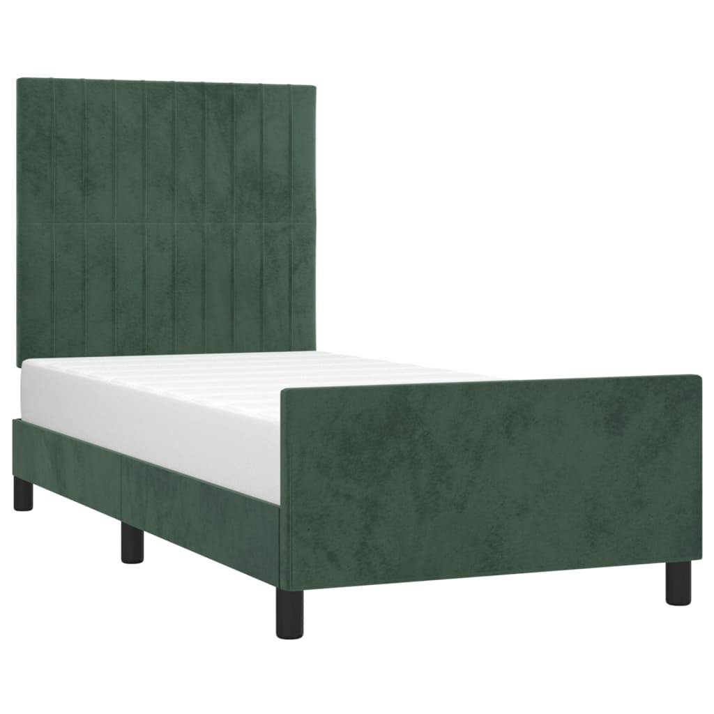 vidaXL Cadru de pat fără saltea, verde închis, 90x200 cm, catifea vidaXL Cadru de pat fără saltea, verde închis, 90x200 cm, catifea