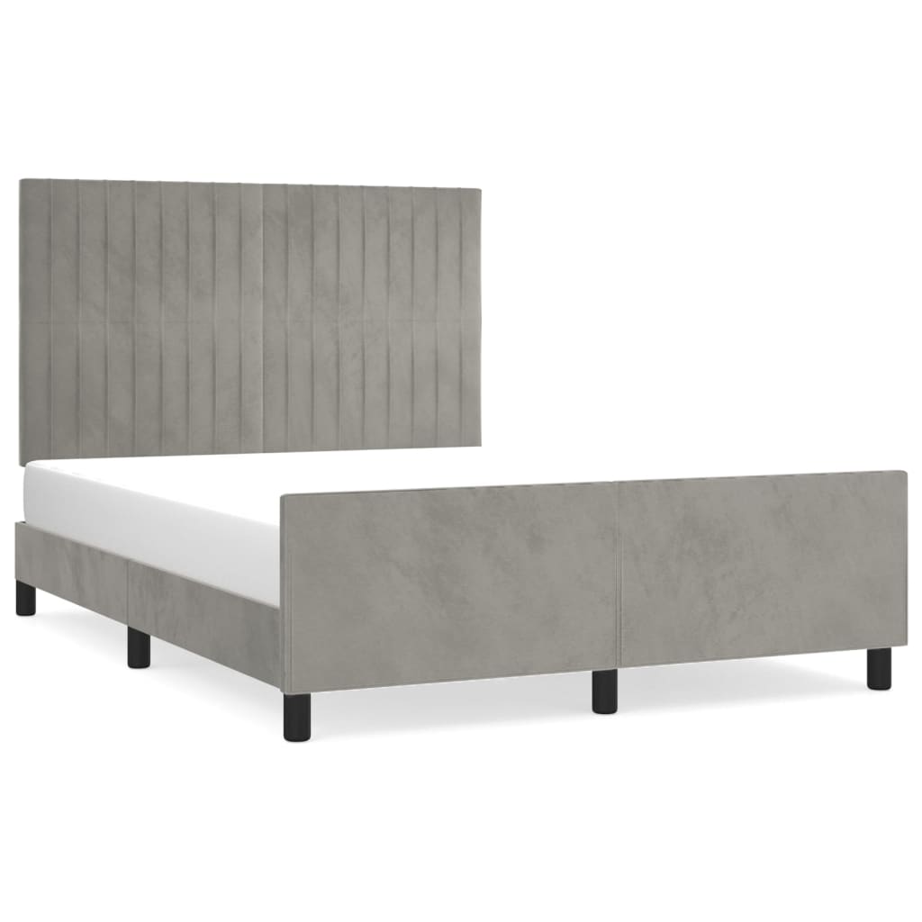 vidaXL Cadru de pat fără saltea, gri deschis, 140x190 cm, catifea