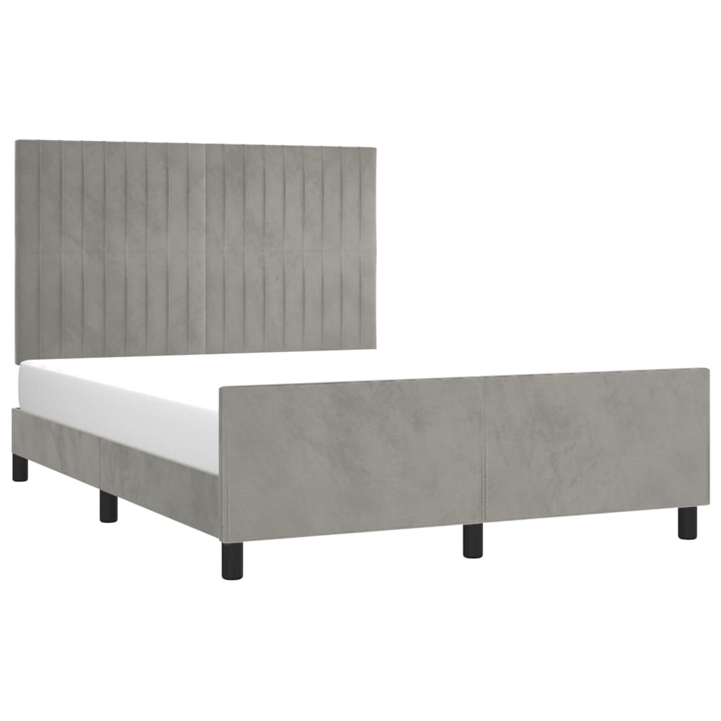 vidaXL Cadru de pat fără saltea, gri deschis, 140x190 cm, catifea