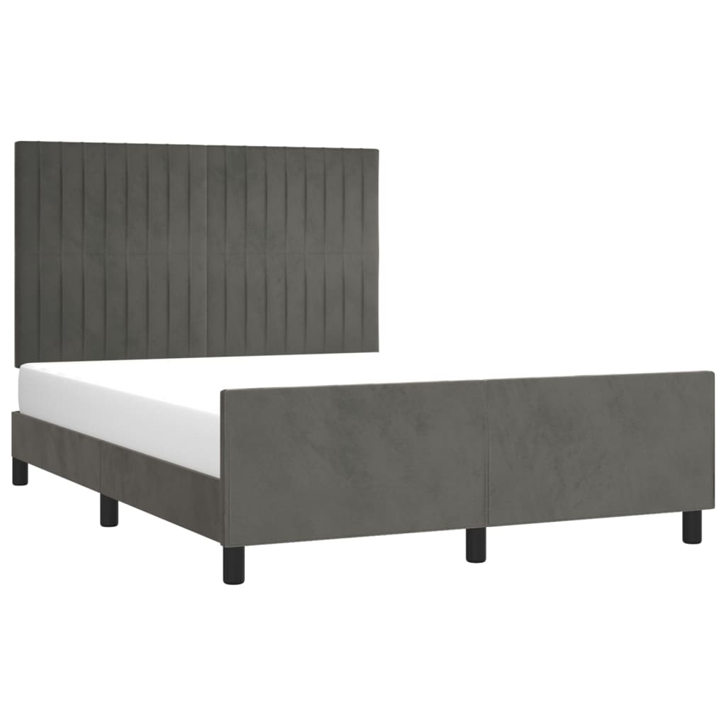 vidaXL Cadru de pat fără saltea, gri închis, 140x190 cm, catifea