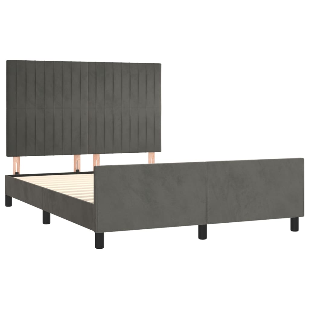 vidaXL Cadru de pat fără saltea, gri închis, 140x190 cm, catifea