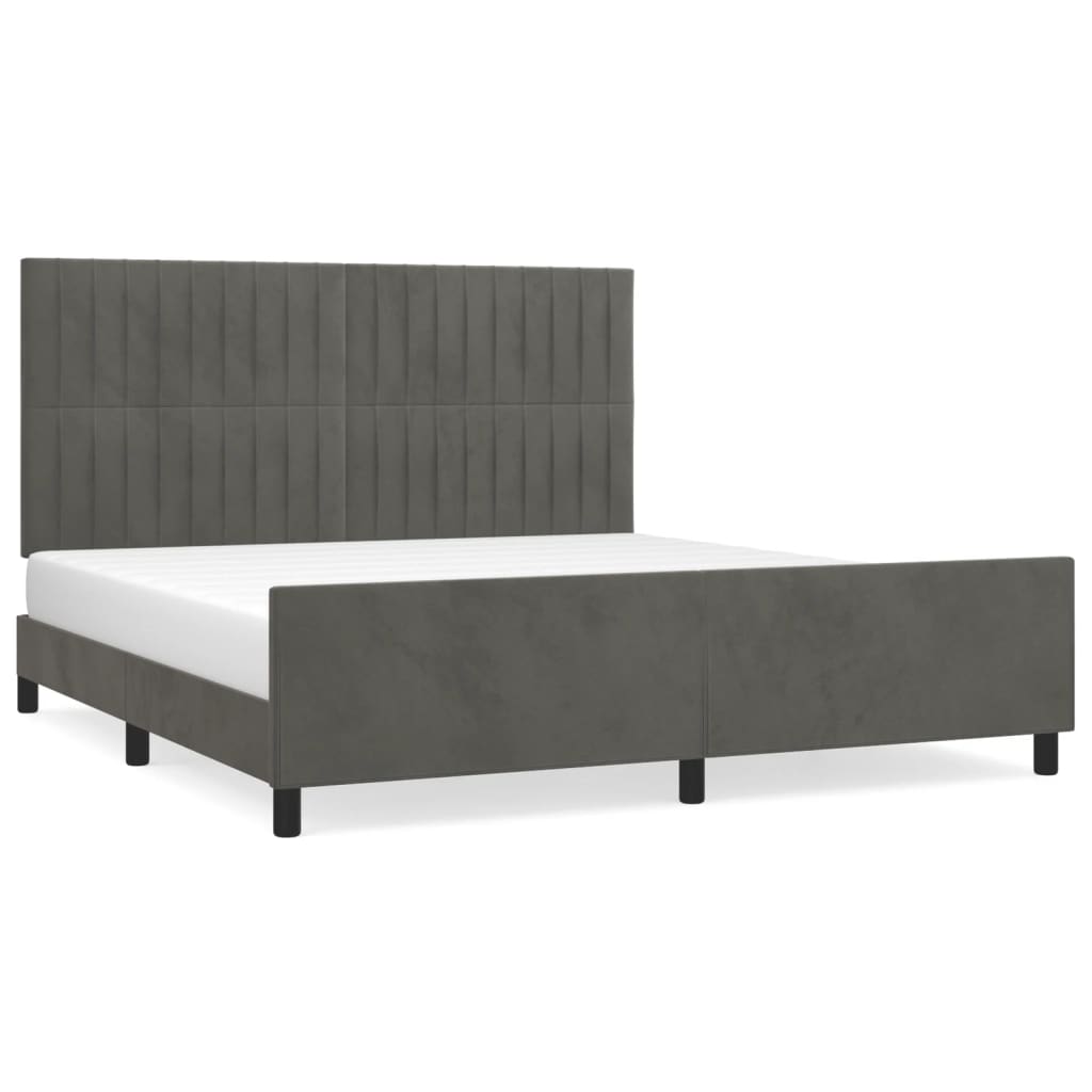 vidaXL Cadru de pat cu tăblie, gri închis, 180x200 cm, catifea vidaXL Cadru de pat cu tăblie, gri închis, 180x200 cm, catifea