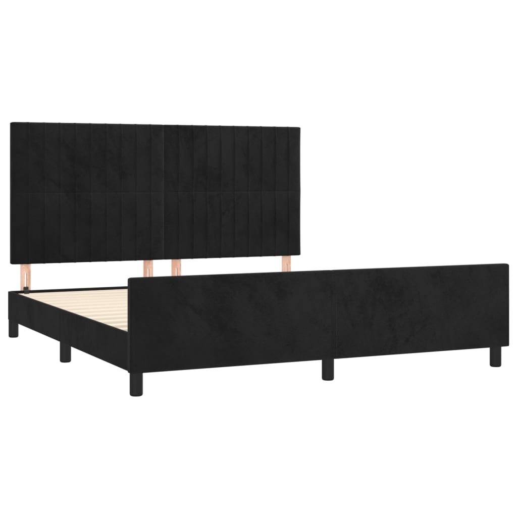 vidaXL Cadru de pat cu tăblie, negru, 180x200 cm, catifea vidaXL Cadru de pat cu tăblie, negru, 180x200 cm, catifea