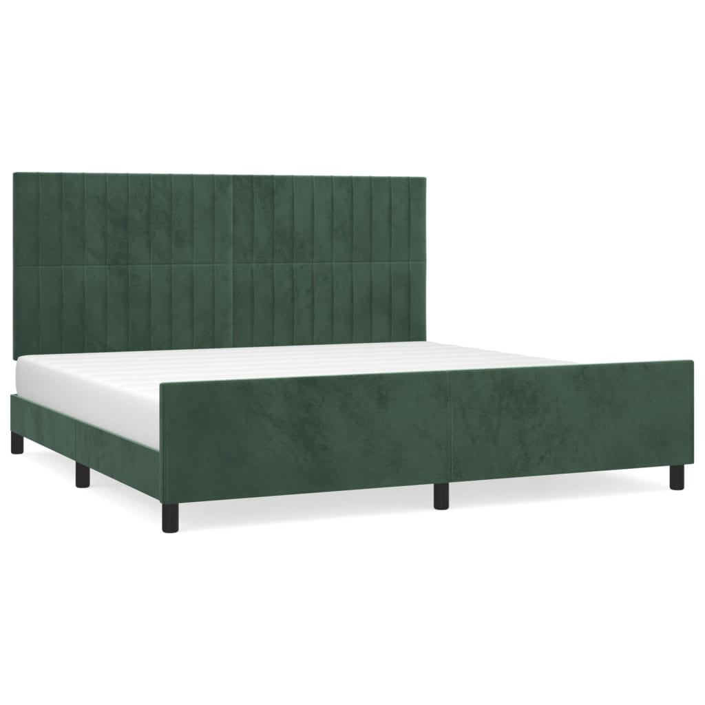 vidaXL Cadru de pat fără saltea, verde închis, 200x200 cm, catifea vidaXL Cadru de pat fără saltea, verde închis, 200x200 cm, catifea