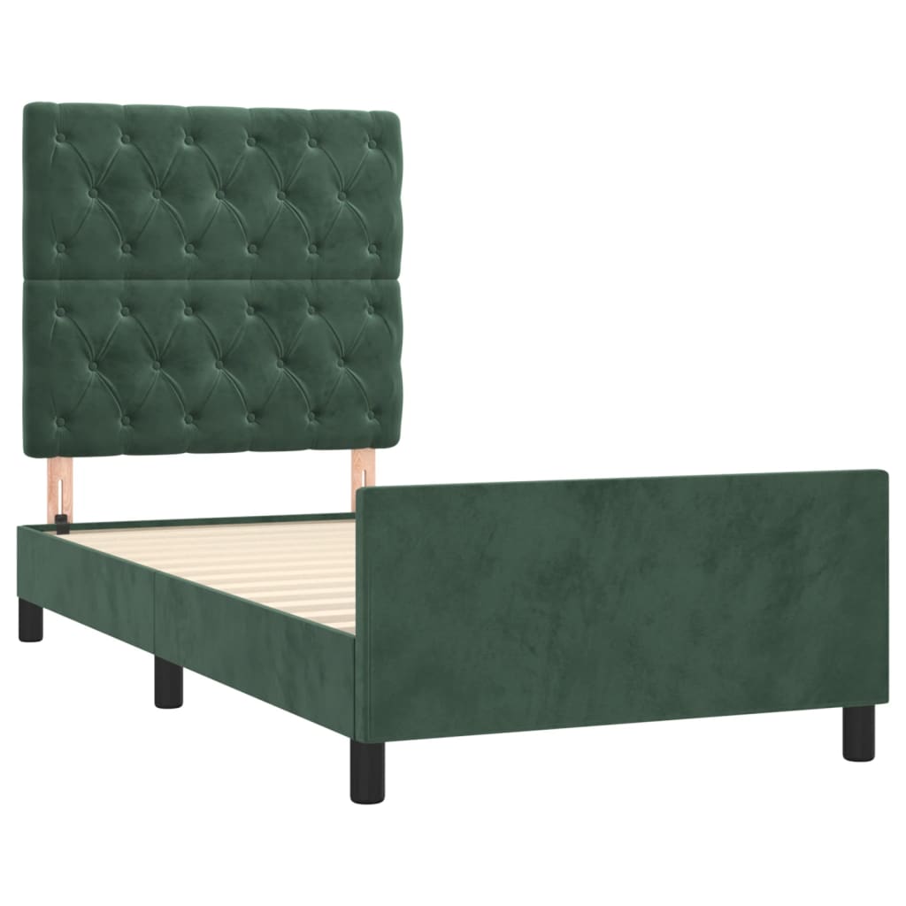 vidaXL Cadru de pat fără saltea, verde închis, 80x200 cm, catifea vidaXL Cadru de pat fără saltea, verde închis, 80x200 cm, catifea