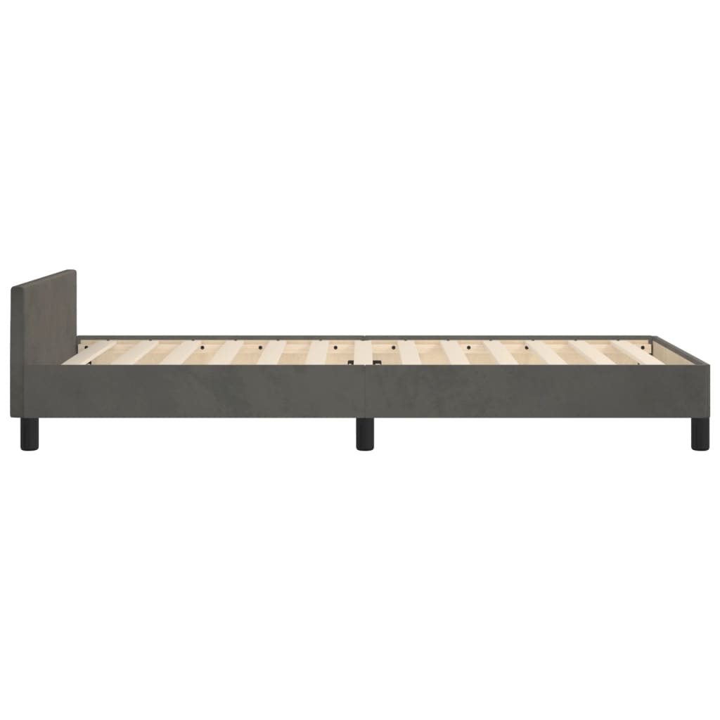 vidaXL Cadru de pat fără saltea, gri închis, 90x190 cm, catifea vidaXL Cadru de pat fără saltea, gri închis, 90x190 cm, catifea