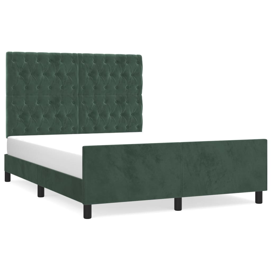 vidaXL Cadru de pat fără saltea, verde închis, 140x190 cm, catifea vidaXL Cadru de pat fără saltea, verde închis, 140x190 cm, catifea