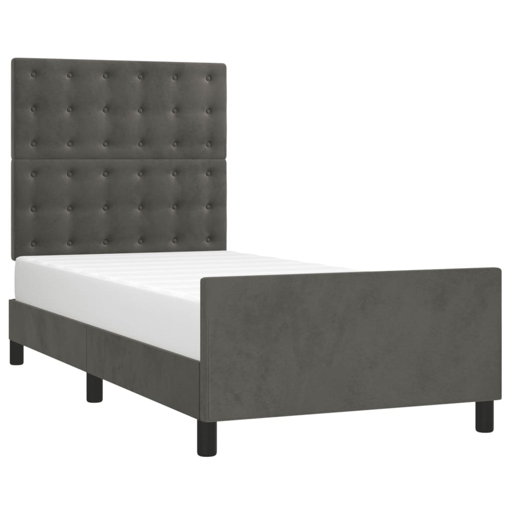 vidaXL Cadru de pat fără saltea, gri închis, 80x200 cm, catifea vidaXL Cadru de pat fără saltea, gri închis, 80x200 cm, catifea