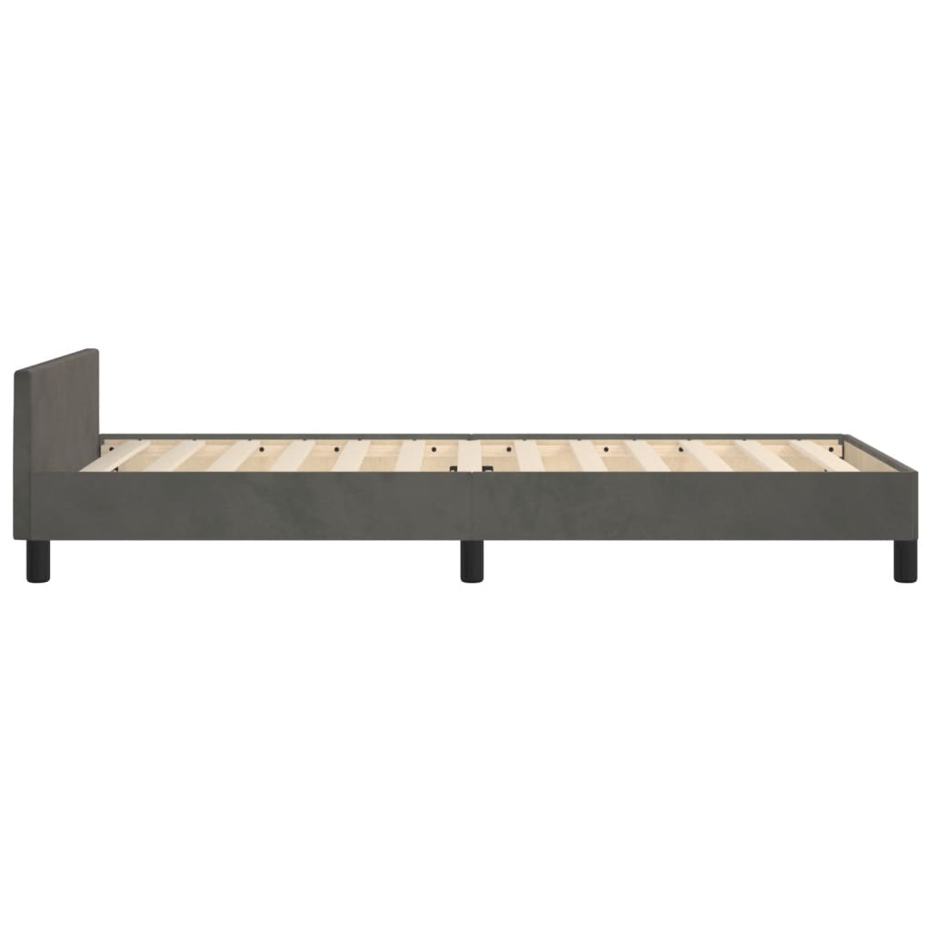 vidaXL Cadru de pat fără saltea, gri închis, 90x190 cm, catifea vidaXL Cadru de pat fără saltea, gri închis, 90x190 cm, catifea