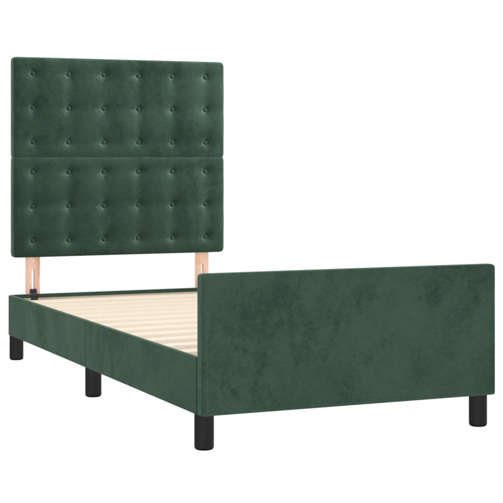 vidaXL Cadru de pat fără saltea, verde închis, 90x190 cm, catifea vidaXL Cadru de pat fără saltea, verde închis, 90x190 cm, catifea