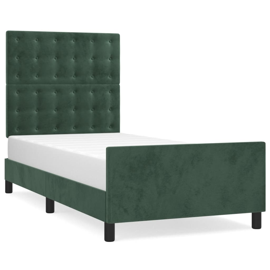 vidaXL Cadru de pat fără saltea, verde închis, 100x200 cm, catifea vidaXL Cadru de pat fără saltea, verde închis, 100x200 cm, catifea