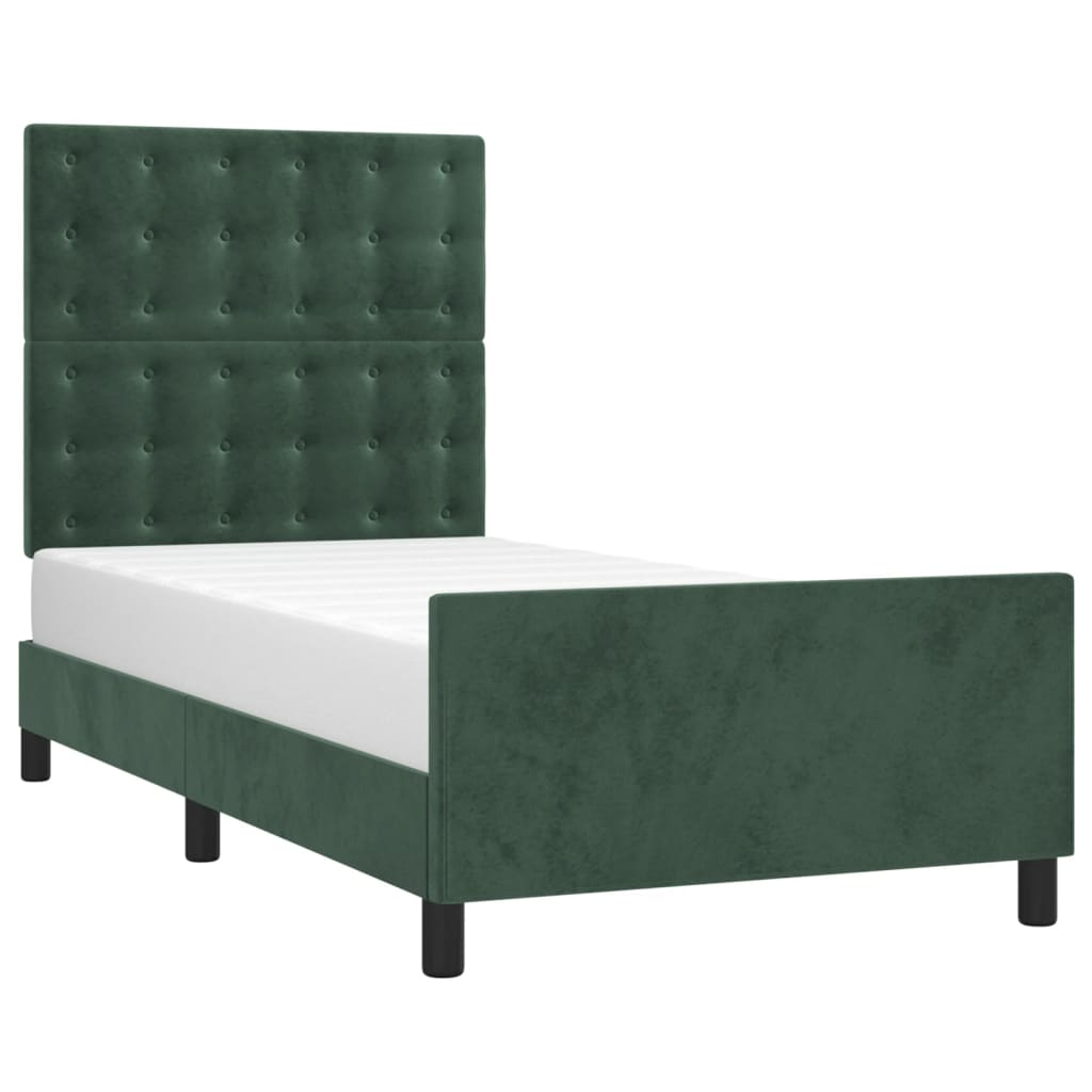 vidaXL Cadru de pat fără saltea, verde închis, 100x200 cm, catifea vidaXL Cadru de pat fără saltea, verde închis, 100x200 cm, catifea