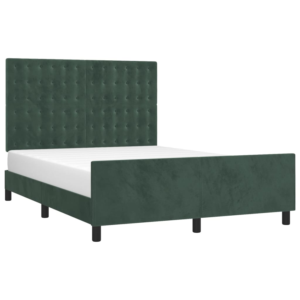 vidaXL Cadru de pat fără saltea, verde închis, 140x190 cm, catifea vidaXL Cadru de pat fără saltea, verde închis, 140x190 cm, catifea