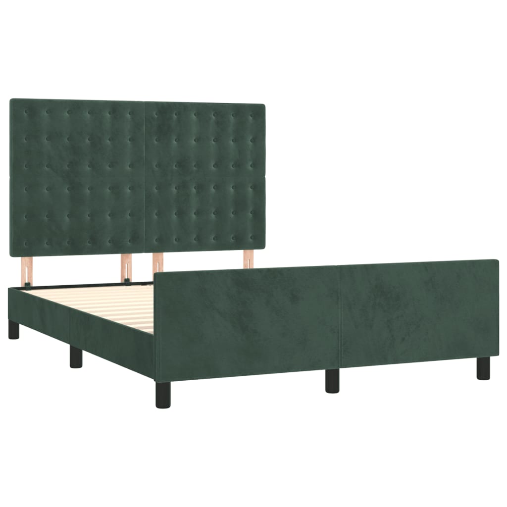 vidaXL Cadru de pat fără saltea, verde închis, 140x200 cm, catifea vidaXL Cadru de pat fără saltea, verde închis, 140x200 cm, catifea