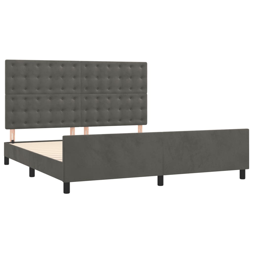 vidaXL Cadru de pat cu tăblie, gri închis, 180x200 cm, catifea vidaXL Cadru de pat cu tăblie, gri închis, 180x200 cm, catifea
