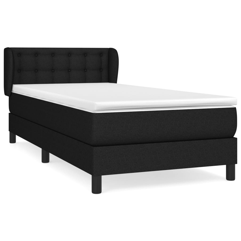 vidaXL Pat box spring cu saltea, negru, 100x200 cm, textil