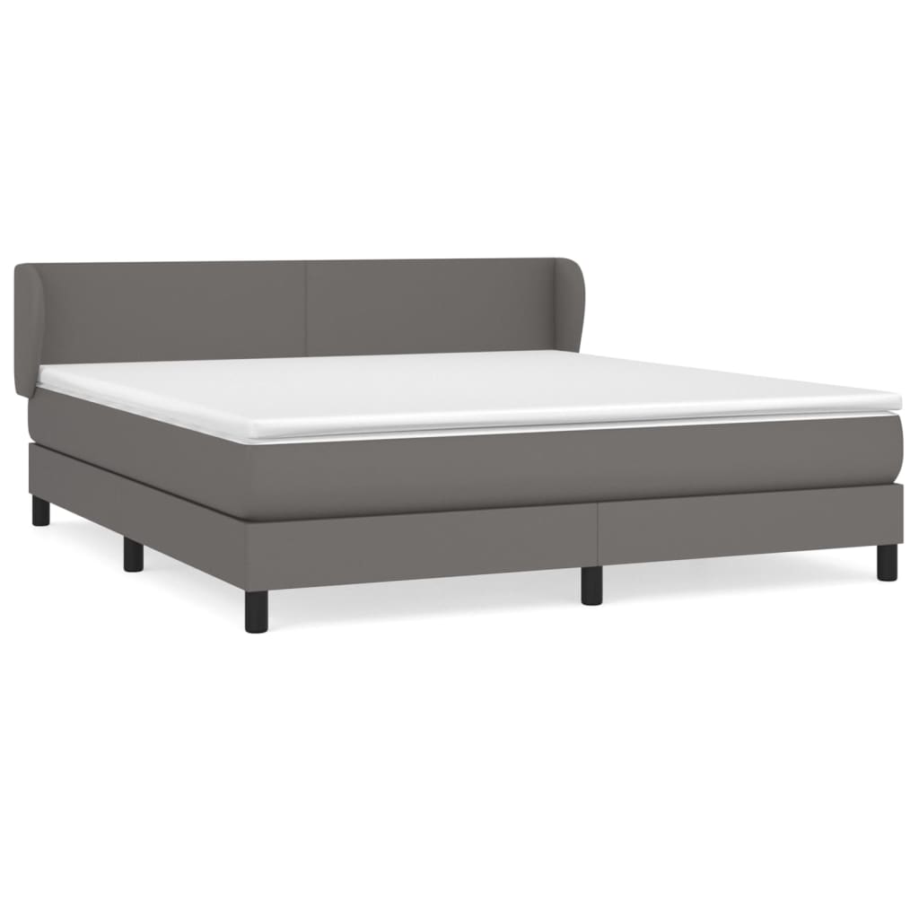 vidaXL Pat cu arcuri, cu saltea, gri, 180x200 cm, piele ecologică