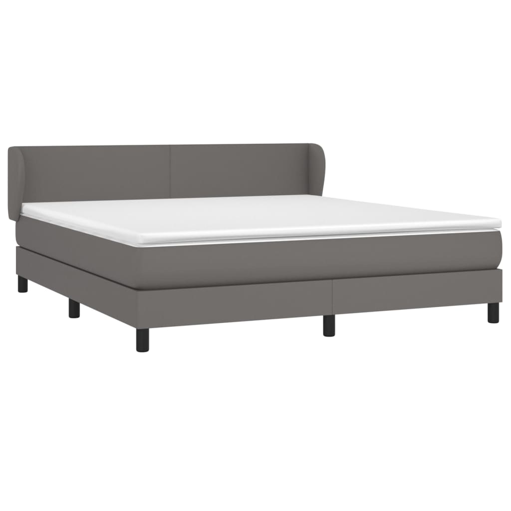 vidaXL Pat cu arcuri, cu saltea, gri, 180x200 cm, piele ecologică