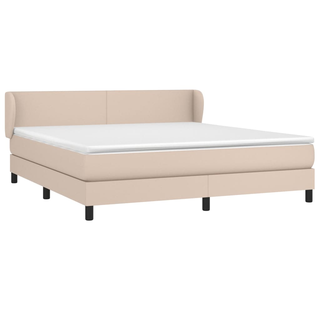 vidaXL Pat cu arcuri, cu saltea, cappuccino, 180x200cm piele ecologică