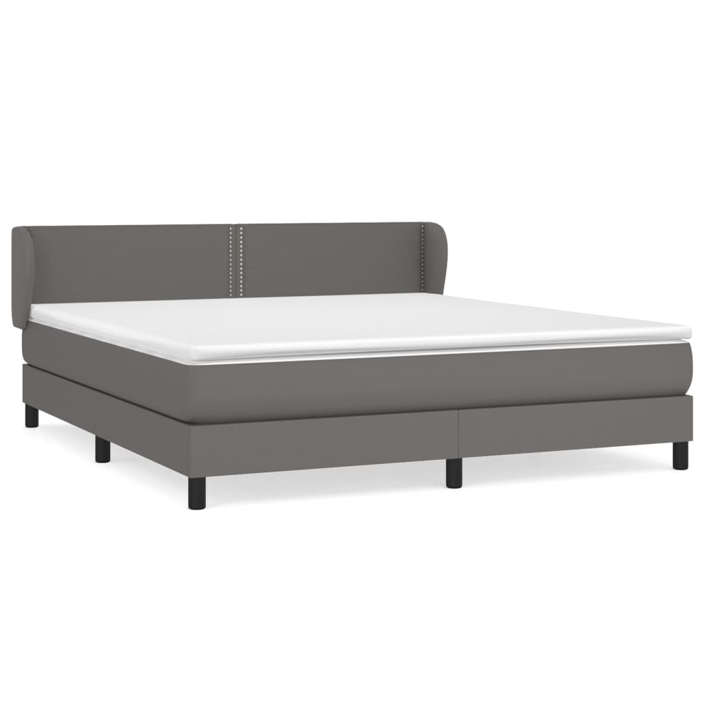 vidaXL Pat cu arcuri, cu saltea, gri, 180x200 cm, piele ecologică