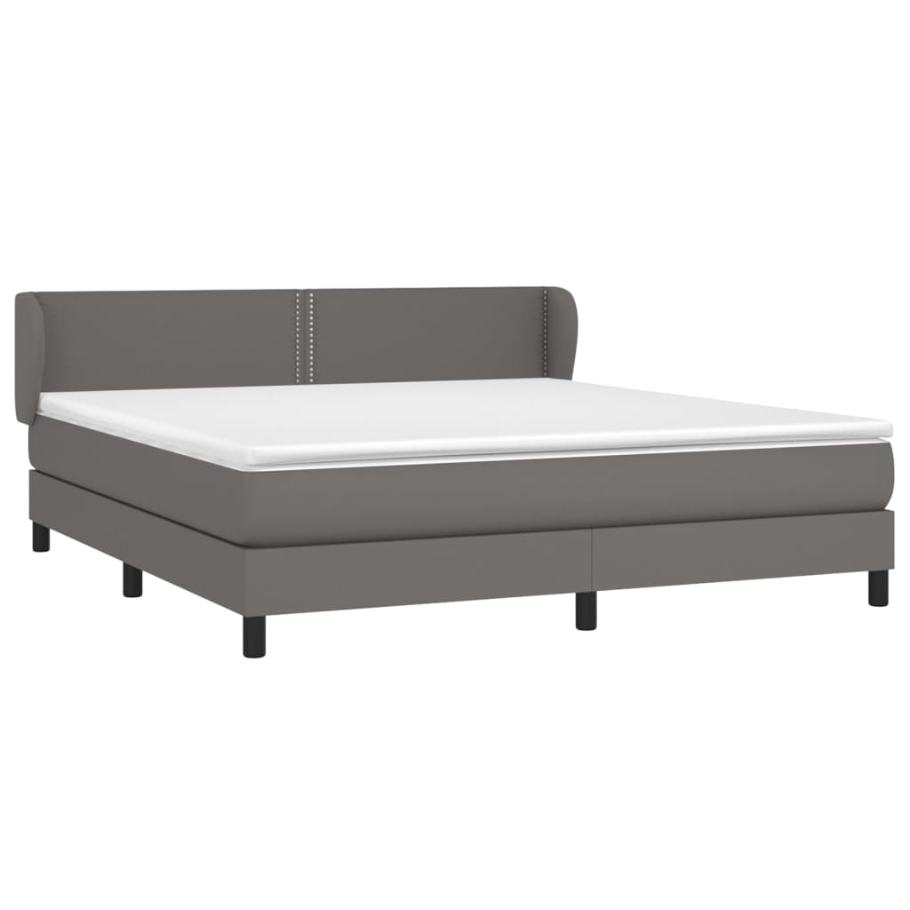 vidaXL Pat cu arcuri, cu saltea, gri, 180x200 cm, piele ecologică