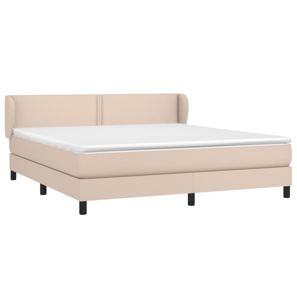 vidaXL Pat cu arcuri, cu saltea, cappuccino, 180x200cm piele ecologică