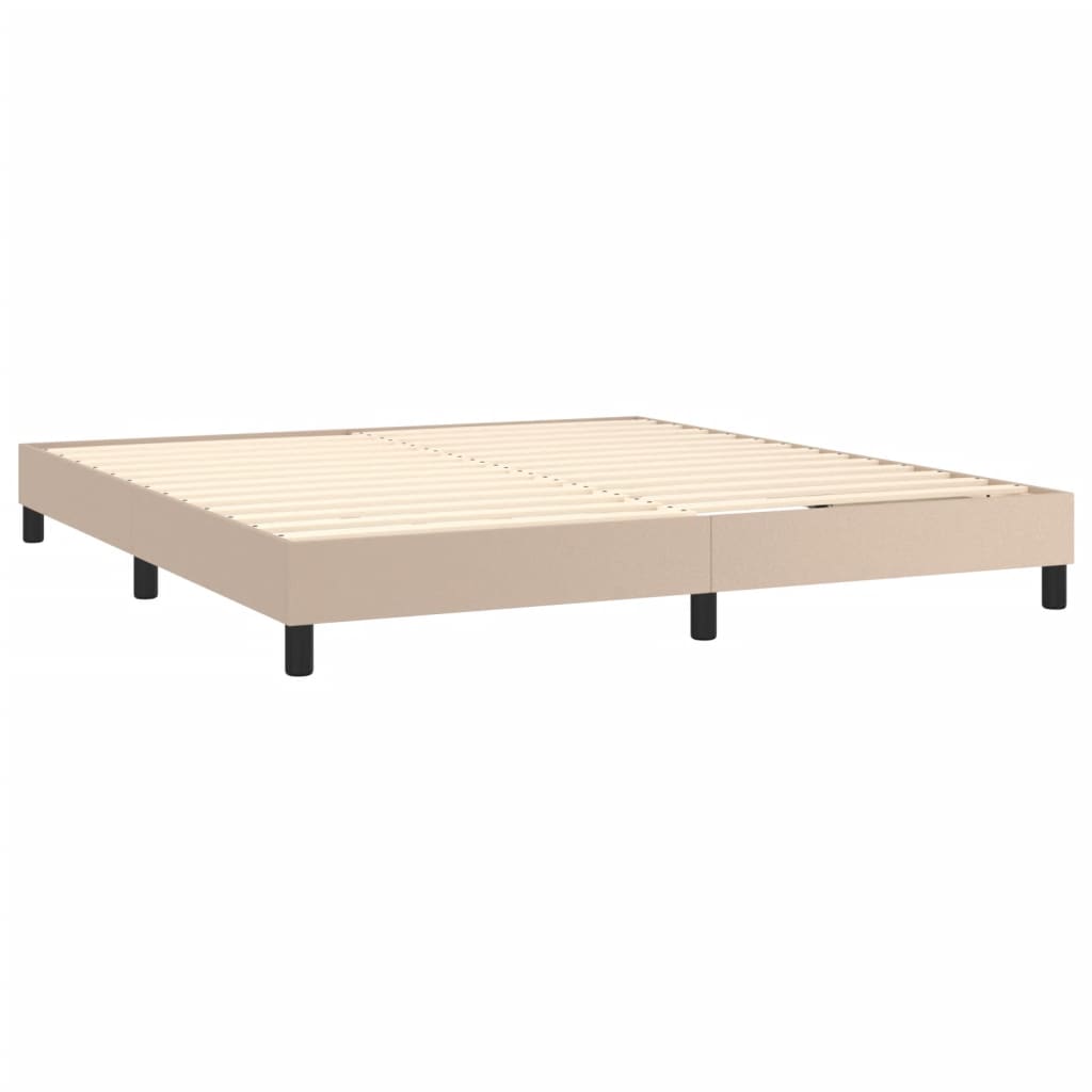 vidaXL Pat cu arcuri, cu saltea, cappuccino, 180x200cm piele ecologică