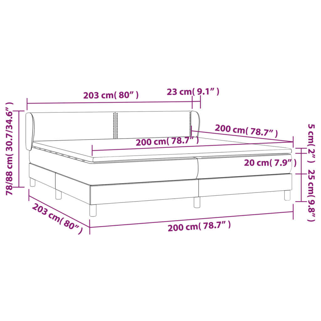 vidaXL Pat cu arcuri, cu saltea, gri, 200x200 cm, piele ecologică