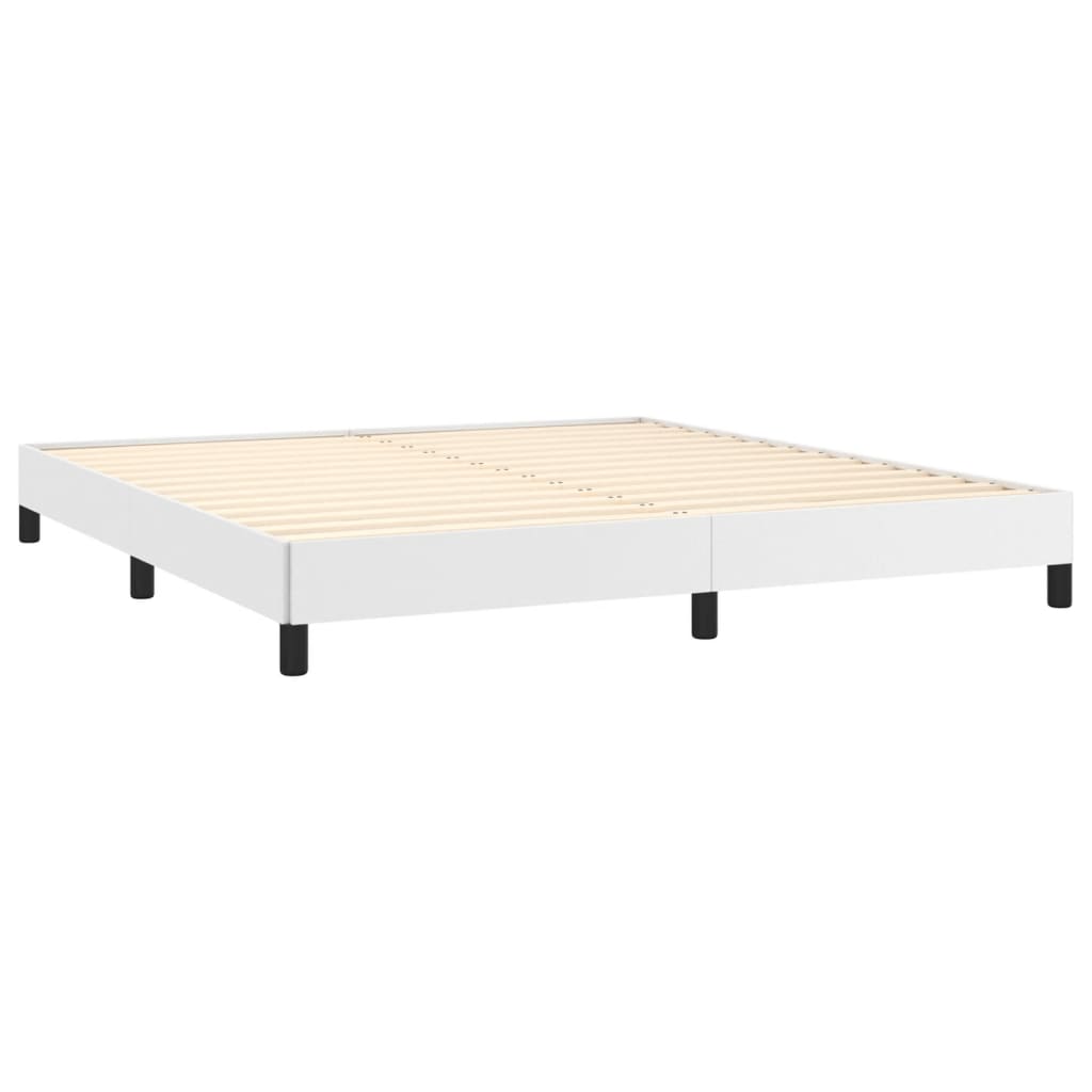 vidaXL Pat cu arcuri, cu saltea, alb, 180x200 cm, piele ecologică