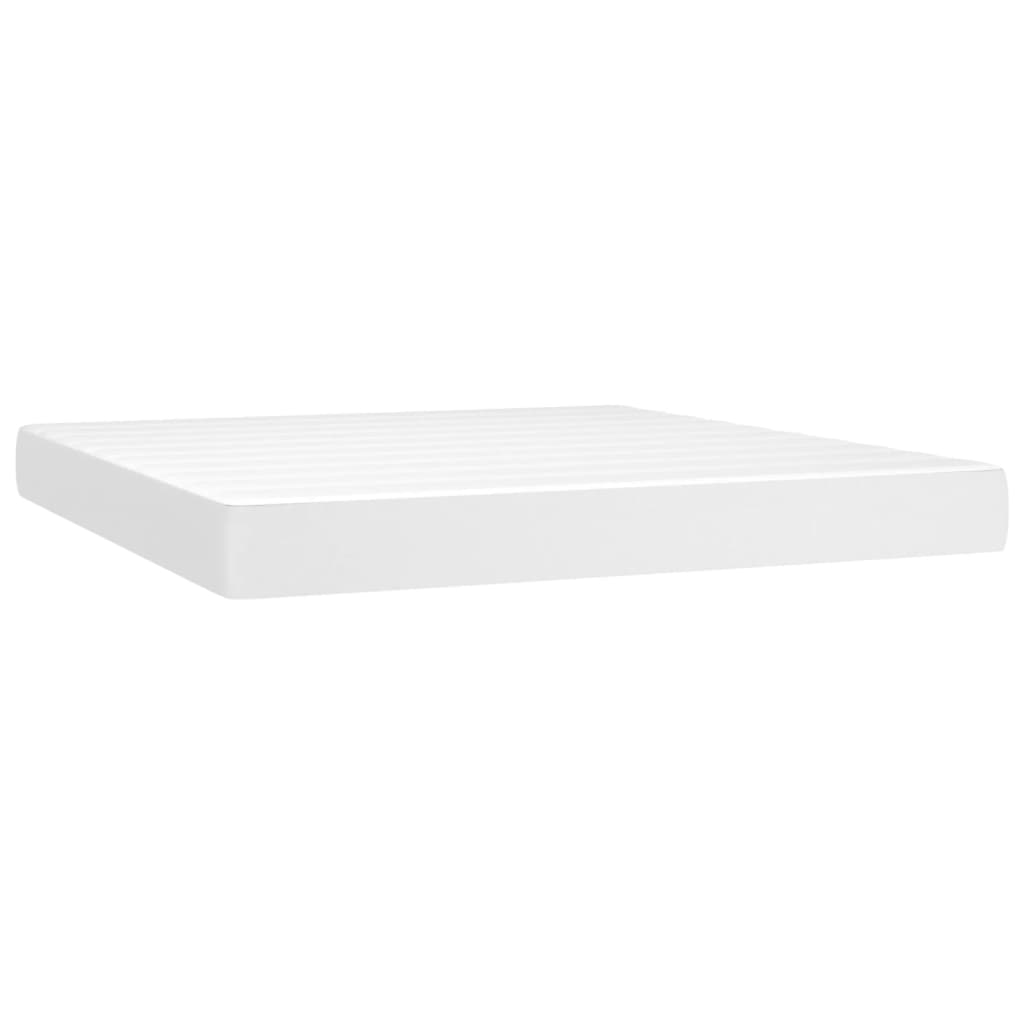 vidaXL Pat cu arcuri, cu saltea, alb, 180x200 cm, piele ecologică