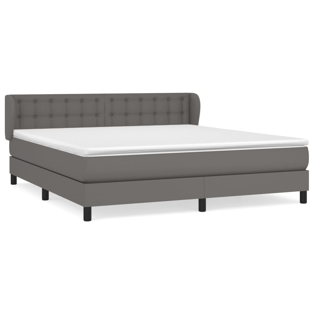 vidaXL Pat cu arcuri, cu saltea, gri, 180x200 cm, piele ecologică