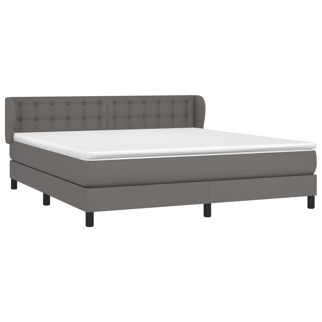 vidaXL Pat cu arcuri, cu saltea, gri, 180x200 cm, piele ecologică