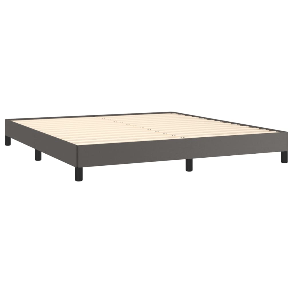 vidaXL Pat cu arcuri, cu saltea, gri, 180x200 cm, piele ecologică