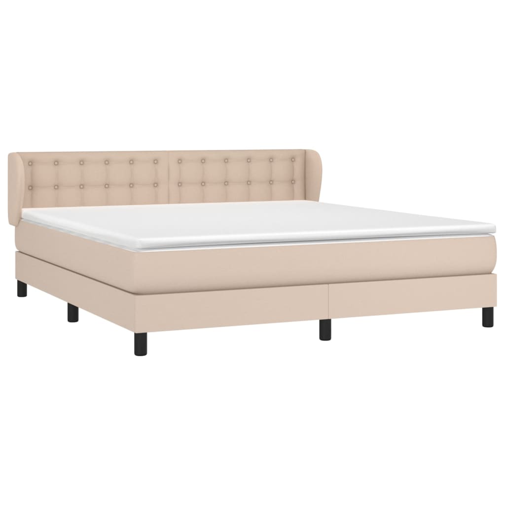 vidaXL Pat cu arcuri, cu saltea, cappuccino, 180x200cm piele ecologică