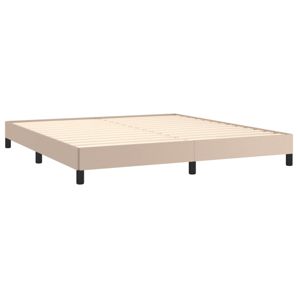vidaXL Pat cu arcuri, cu saltea, cappuccino, 180x200cm piele ecologică