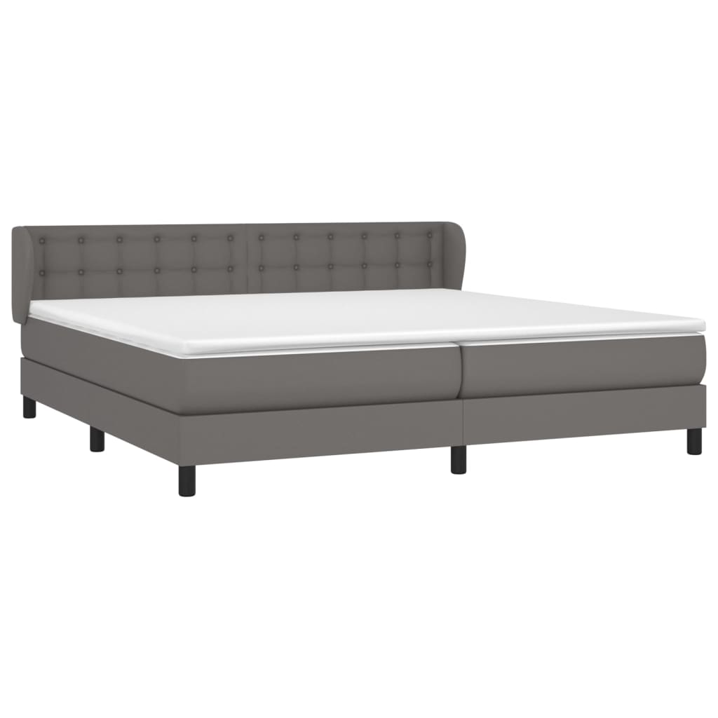 vidaXL Pat cu arcuri, cu saltea, gri, 200x200 cm, piele ecologică