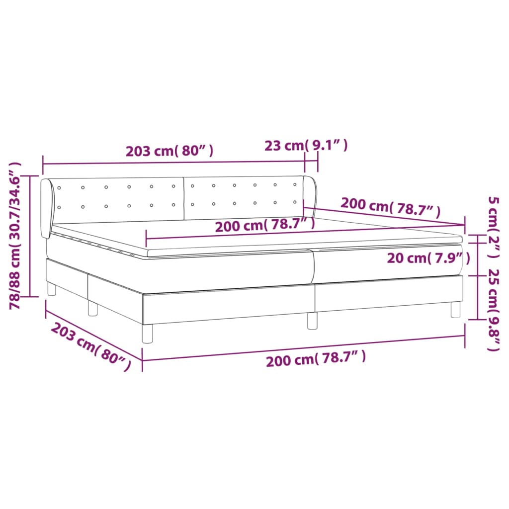 vidaXL Pat cu arcuri, cu saltea, gri, 200x200 cm, piele ecologică