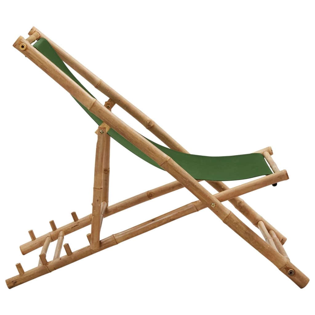 vidaXL Scaun pliabil, verde, bambus și pânză vidaXL Scaun pliabil, verde, bambus și pânză