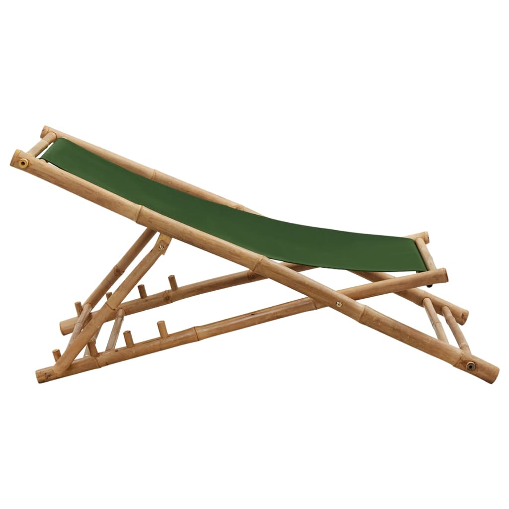 vidaXL Scaun pliabil, verde, bambus și pânză vidaXL Scaun pliabil, verde, bambus și pânză